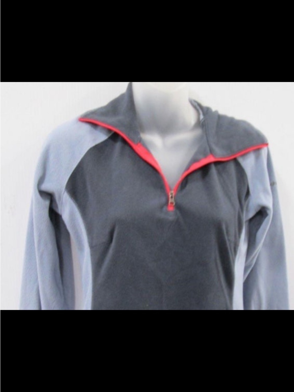Women's Gray Quarter-Zip Pullover with Coral Trim